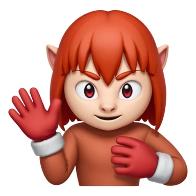 Sonic the hedgehogs friend knuckles a red animal with peach arms and white gloves he’s a echidna with red eyes and mittens with two horns on the knuckles sticker
