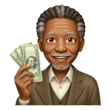 morgan freeman holding money sticker