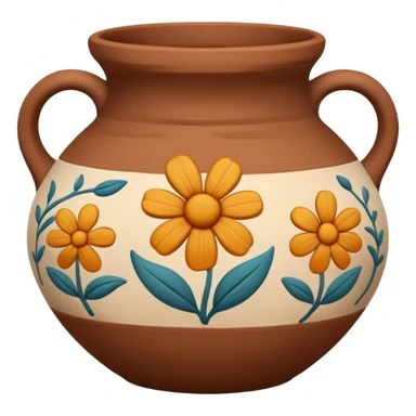 clay pottery with motive sticker