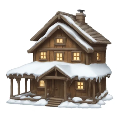 snow-covered wooden house sticker