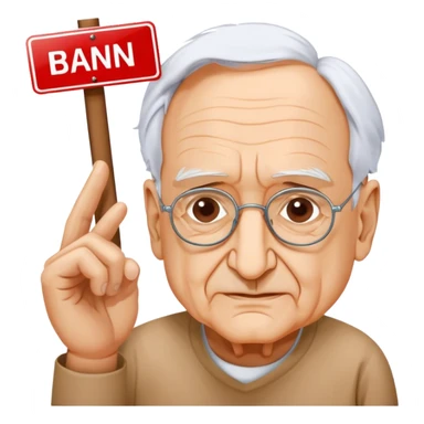 Frank Gehry with a "Ban AI" sign sticker