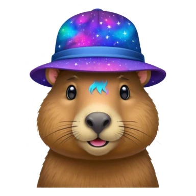 A Galaxy capybara with a hat sticker