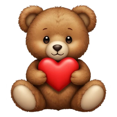 teddy bear holding a heart sticker