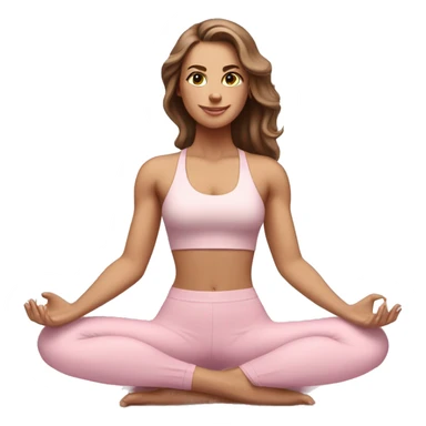 White girl with brown hair in light pink workout set on yoga mat sticker
