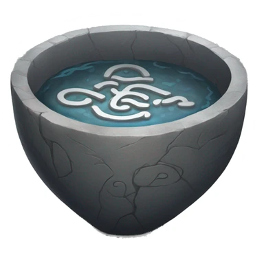 The Pensieve is a wide, shallow stone basin with intricate runes around its edges. It holds a silvery, swirling substance that allows users to view and experience memories in real-time. sticker