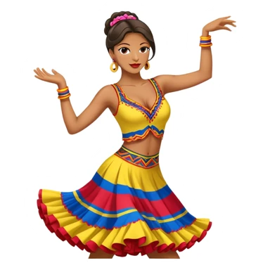 Colombian salsa dancer in colorful dress, dancing with passionate movement, traditional Colombian style sticker