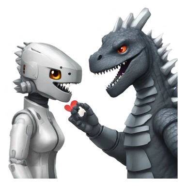 Godzilla and Mechagodzilla in love sticker