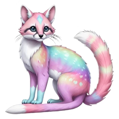 Colorful nebulae nebula starry galactical shiny tropical pale light fruity pastel white glorious iridescent divine exotic cute cool beautiful fantasy-caracal-civet-genet-sergal-vernid-Cacomistle-Trico-oncilla-animal-Fakémon-hybrid-fursona (full body) sticker