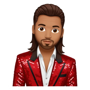 Kevin Thornton, R&B Singer (b. 1969) from Color Me Badd with long dark brown hair, red sequin outfit sticker