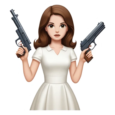 Lana Del Rey white dress holding a gun sticker