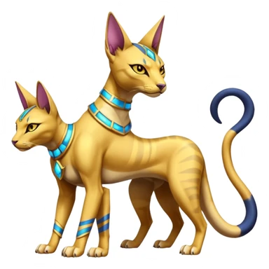 Modern futuristic shiny colorful Bastet-Anubis-Sphynx-Lombax-Zeraora-Renamon-fusion (full body) sticker
