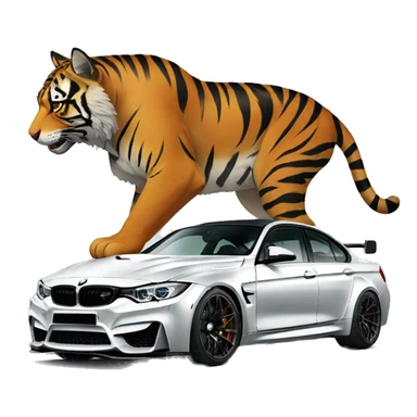 drifting bmw m3 with tiger sticker