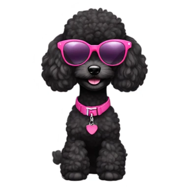 black toy poodle with pink sunglasses sticker