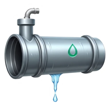 sewer steel shiny pipe with leaking water  sticker