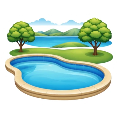 piscina con paisaje  sticker