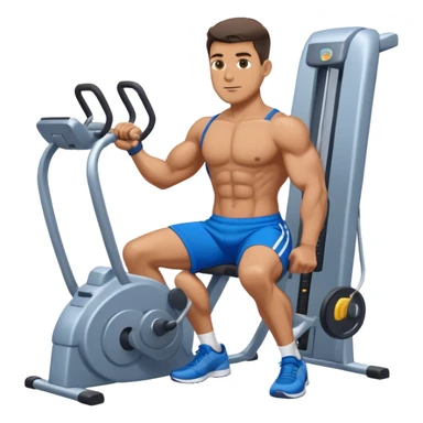 standing fit man with blue shorts cable-machine exercise sticker