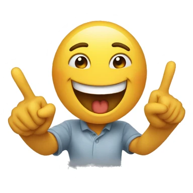 an emoji laughing at us and pointing us with his finger sticker