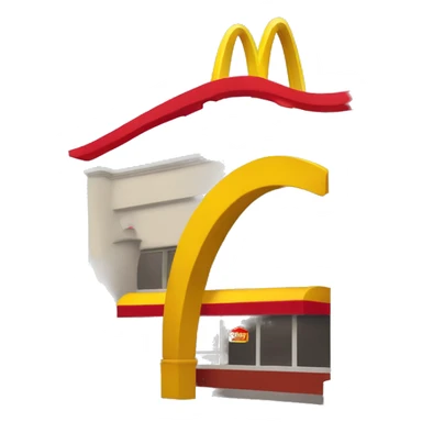 “McDonald’s store with the iconic golden arches, a red and yellow color scheme, and a simple, recognizable design that captures the essence of a fast food restaurant.” sticker