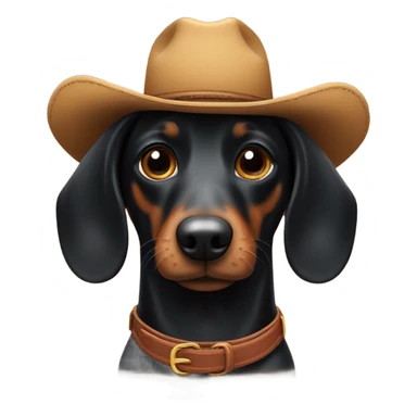 Black wiener dog with cowboy hat sticker
