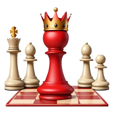 Red queen chess piece on chess square sticker