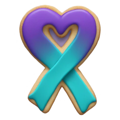 Purple teal Suicide awareness ribbon, cookie heart sticker