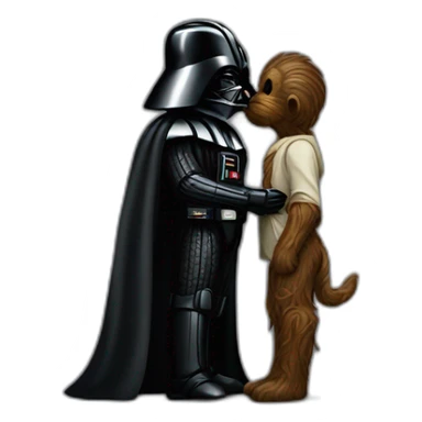 Darth Vader kissing chewaka sticker