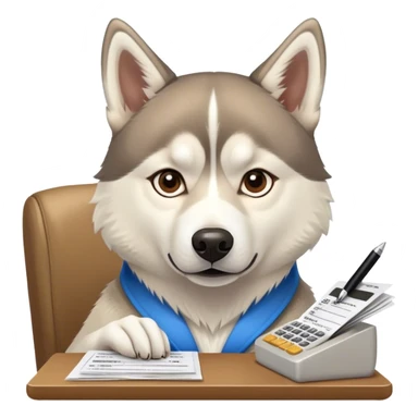 Siberian husky filing taxes sticker