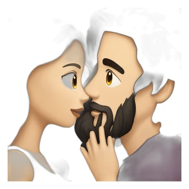 White-man-with-a-smooth-black-hair-cut-fade-and-a-black-beard-kissing-a-white-woman-with-long-brown-waved-hair sticker