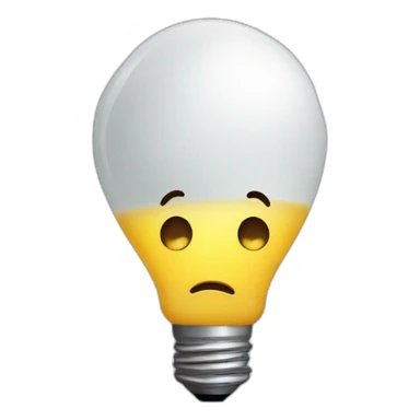 light bulb character with sad face sticker