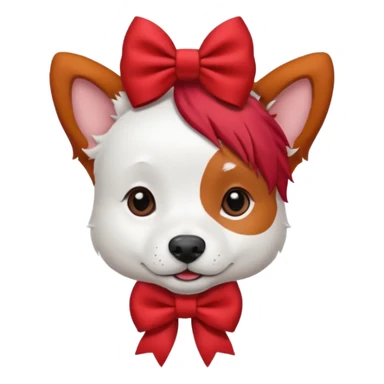 very red haired white dog with a bow on hair sticker