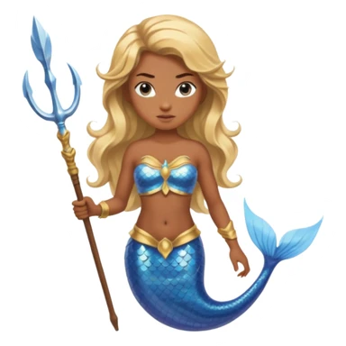 Mermaid with Trident – Warrior brown skin, blonde hair mermaid with weapon sticker