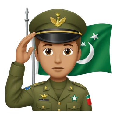 soldier saluting in front of the flag of Pakistan with a proud expression sticker