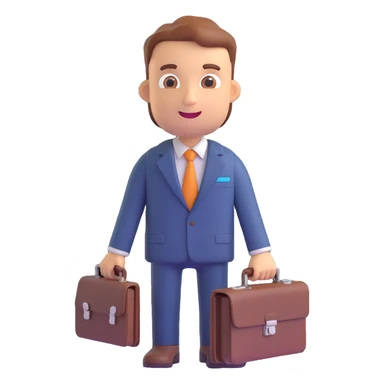 recruiter emoji, 3D Microsoft fluent style, holding a briefcase, welcoming expression sticker