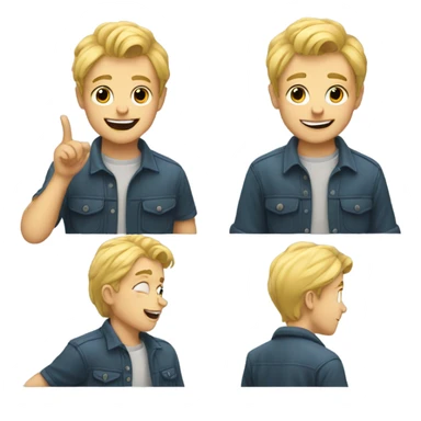 blonde boy with car smile blowing a kiss sticker