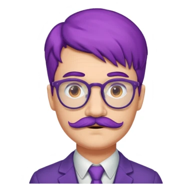 mustached purple haired spectacled sticker