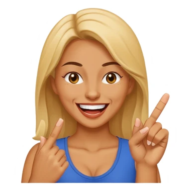 a woman shows middle finger while laughing sticker