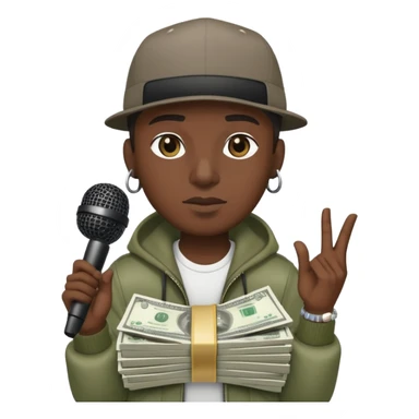 Rapper with a microphone and money sticker