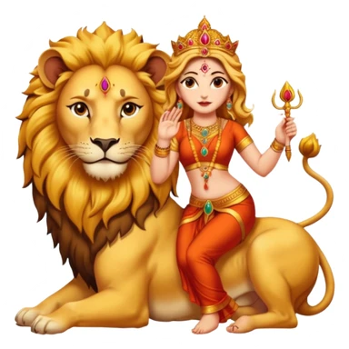 Divine Mother Durga & Lion in traditional pose. sticker
