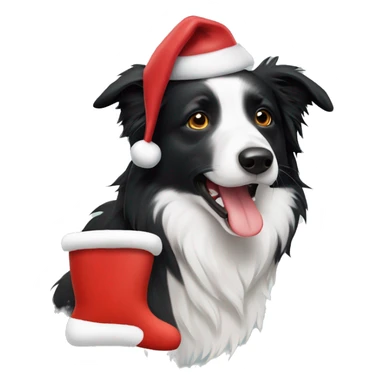 Border collie with Santa hat sticker