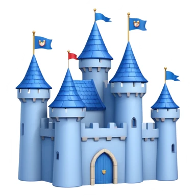 Castle like Disney with blue roof and white wall 3d with texture half rotate sticker