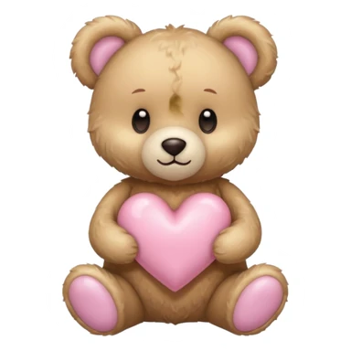beige teddy bear and a pink pastel heart sticker