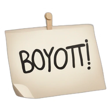 Placard with "BOYCOTT" written on it sticker