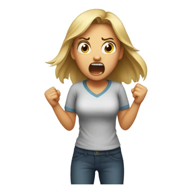 A girl yelling WHO aggressively sticker