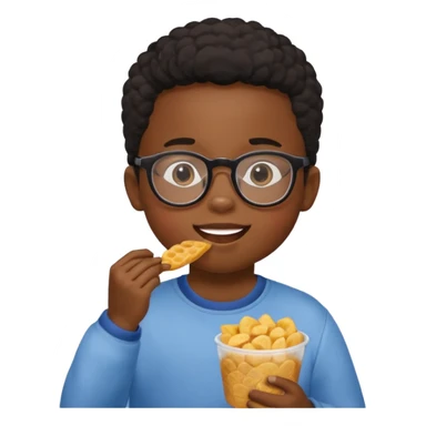 snack holding black kid with glasses on eyes sticker