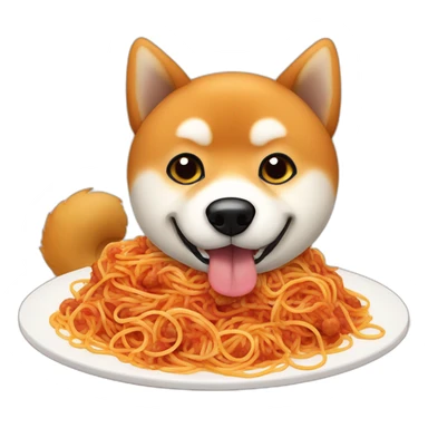 A Shiba Inu who eats spaghetti Bolognese with meatballs on a plate sticker