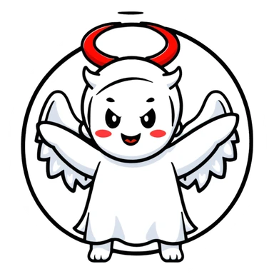 devil with angel halo sticker