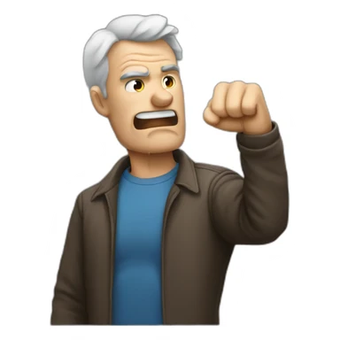 angry middle aged man shaking fist to sky sticker