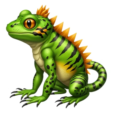 Frog with tiger body and scorpion tail and with mullet(funk)back hair hairstyle sticker