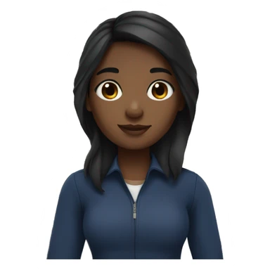 A black straight hair brown skin girl with navy clothes and books sticker