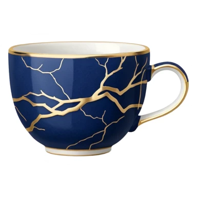 kintsugi navy blue tiny tea cup sticker